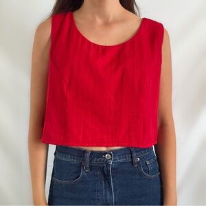 Vintage homemade red boxy crop top minimalist medium tank